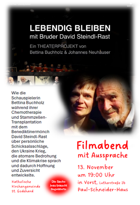 2025 111 Plakat Filmabend Lebendig bleiben (c) Pfarrgemeinde St. Godehard