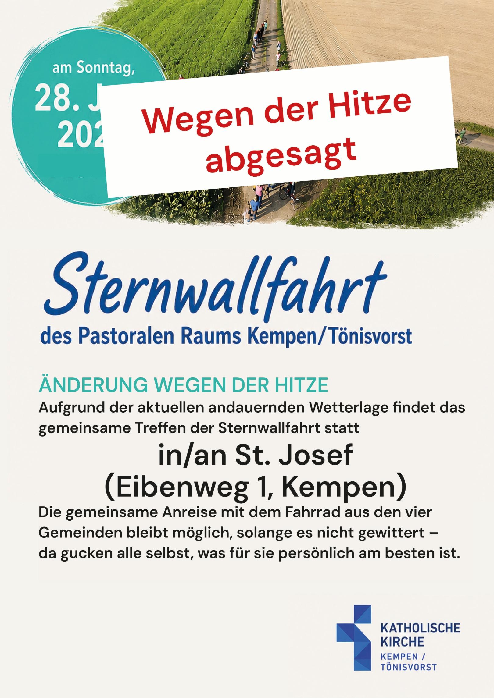 2026 06 28 Plakat Sternwallfahrt DinA3 V2 abgesagt_01 (c) Pastoraler Raum Kempen/Tönisvorst