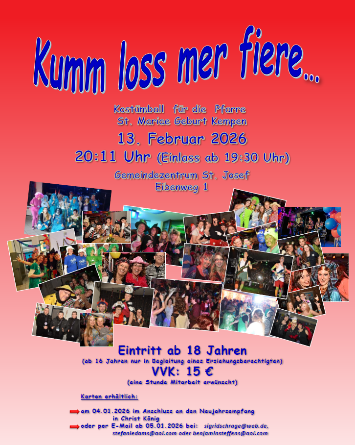2026 Plakat Karneval (c) Pastoraler Raum Kempen-Tönisvorst