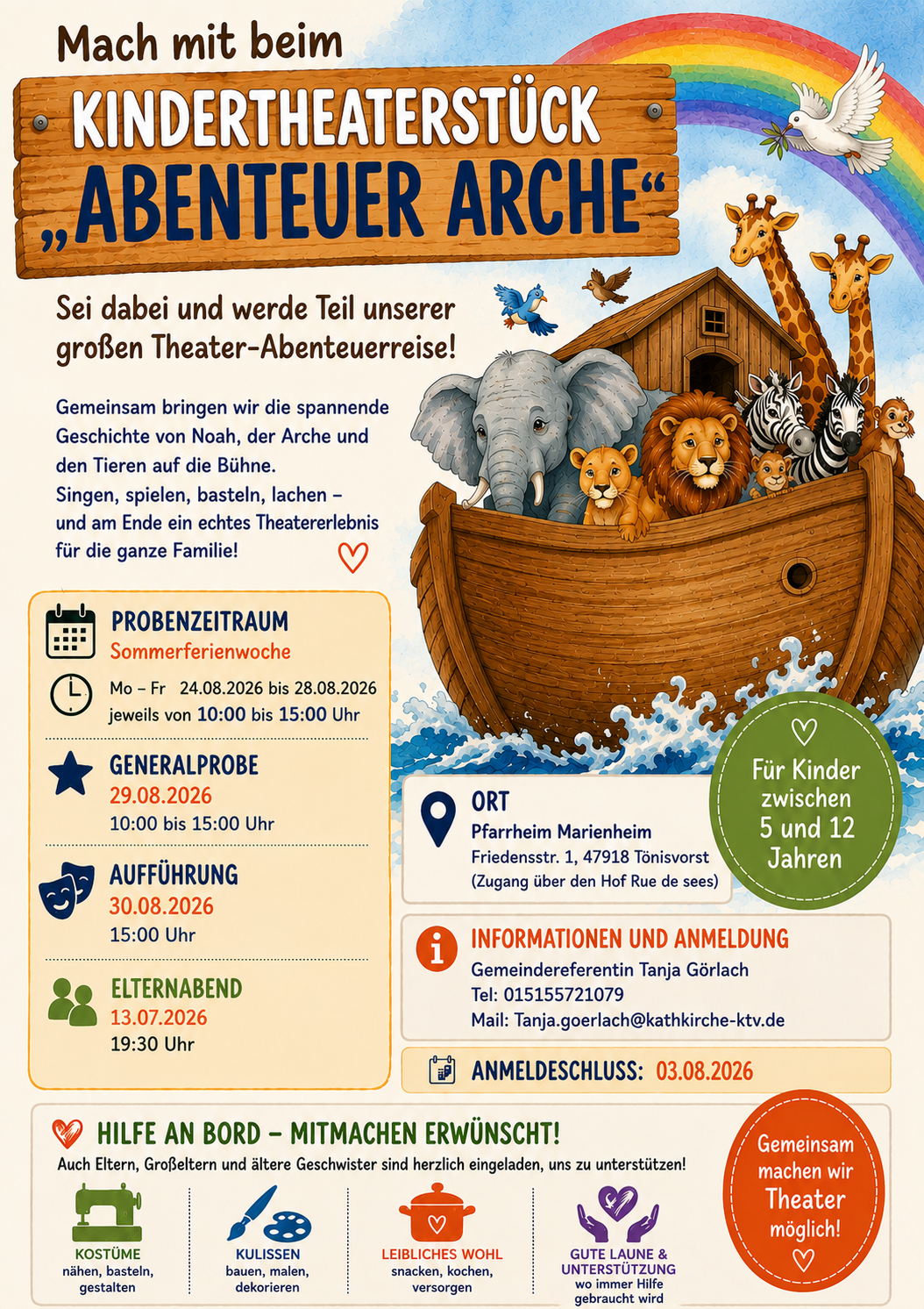 20260622 Plakat Abenteuer Arche (c) Pastoraler Raum Kempen/Tönisvorst