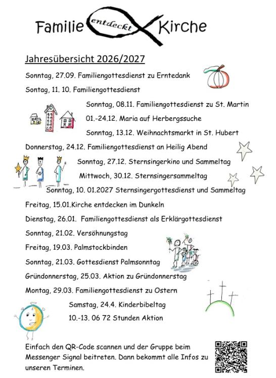 Familie entdeckt Kirche St. Hubert Jahresübersicht 26-27 (c) Team Familie entdeckt Kirche